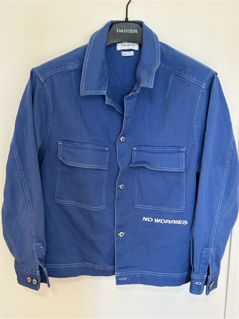 Urban Outfitters Blue 'No Worries' Lightweight Shirt Jacket